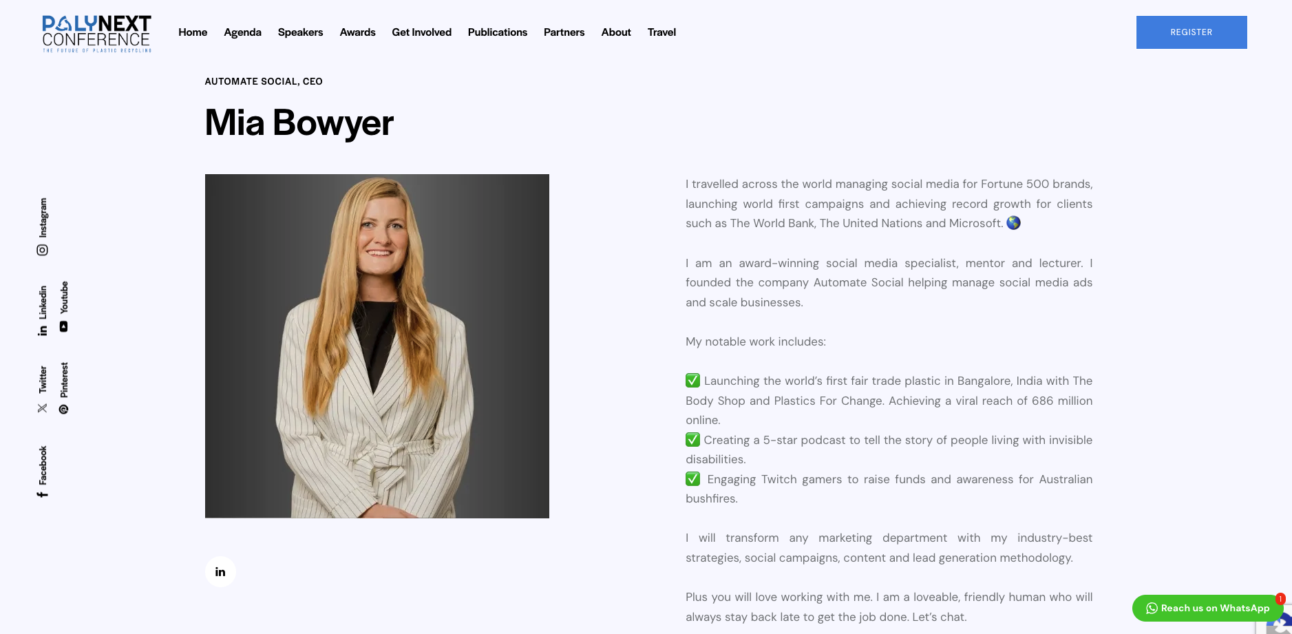 PolyNext Conference speaker profile page for Mia Bowyer
