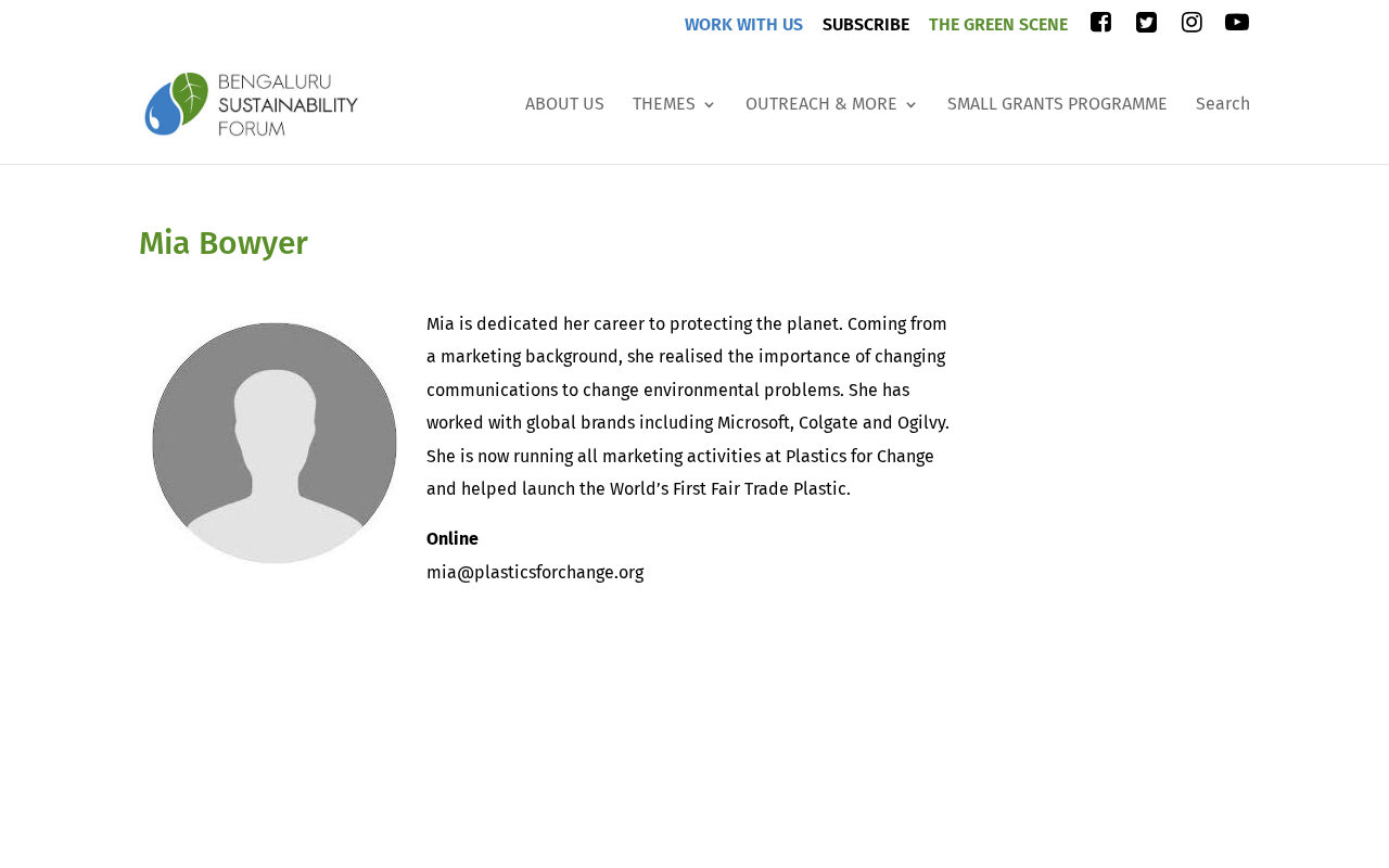 Bengaluru Sustainability Forum speaker profile for Mia Bowyer