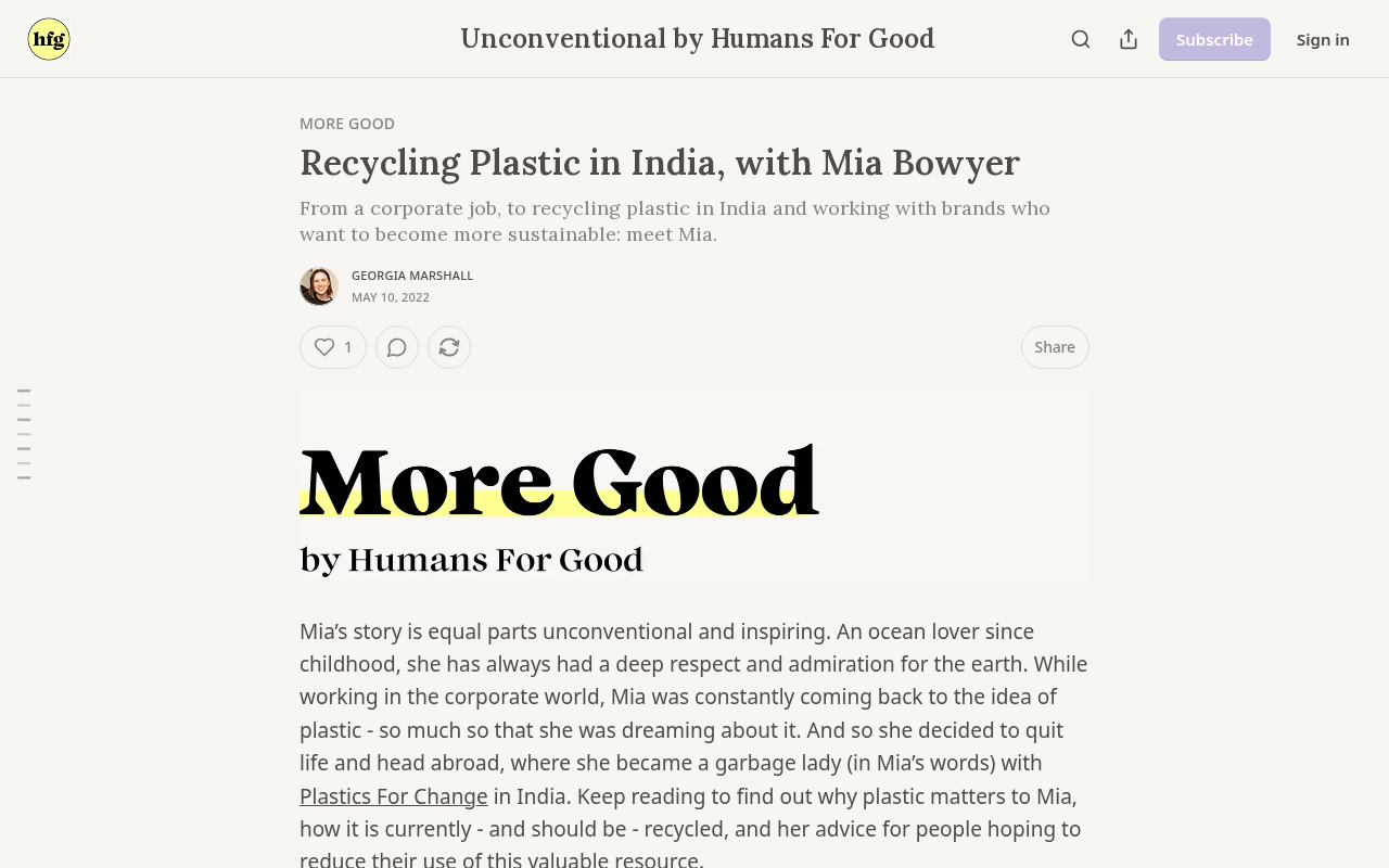 Humans For Good feature interview with Mia Bowyer on ethical plastic recycling